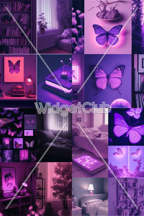 Purple Butterfly Theme in Various Settings