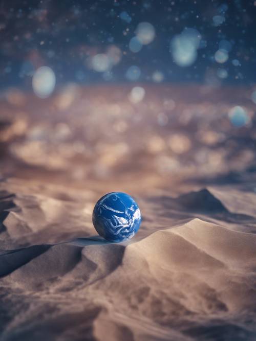 從月球的角度拍攝的暮色中的藍色大理石地球。