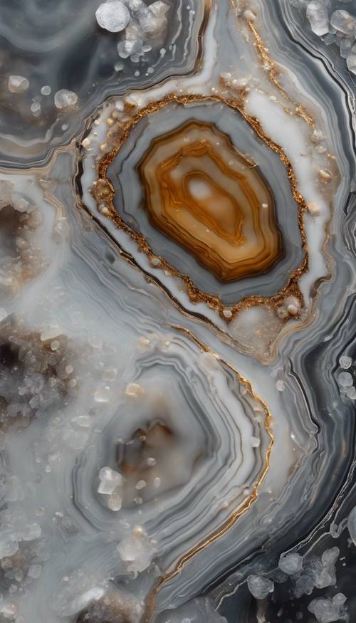 Patterns inside a gray agate stone. Tapeta [edfb90291a1f436eaccb]