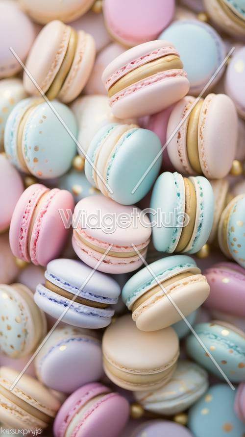 Macarons coloridos en pasteles suaves