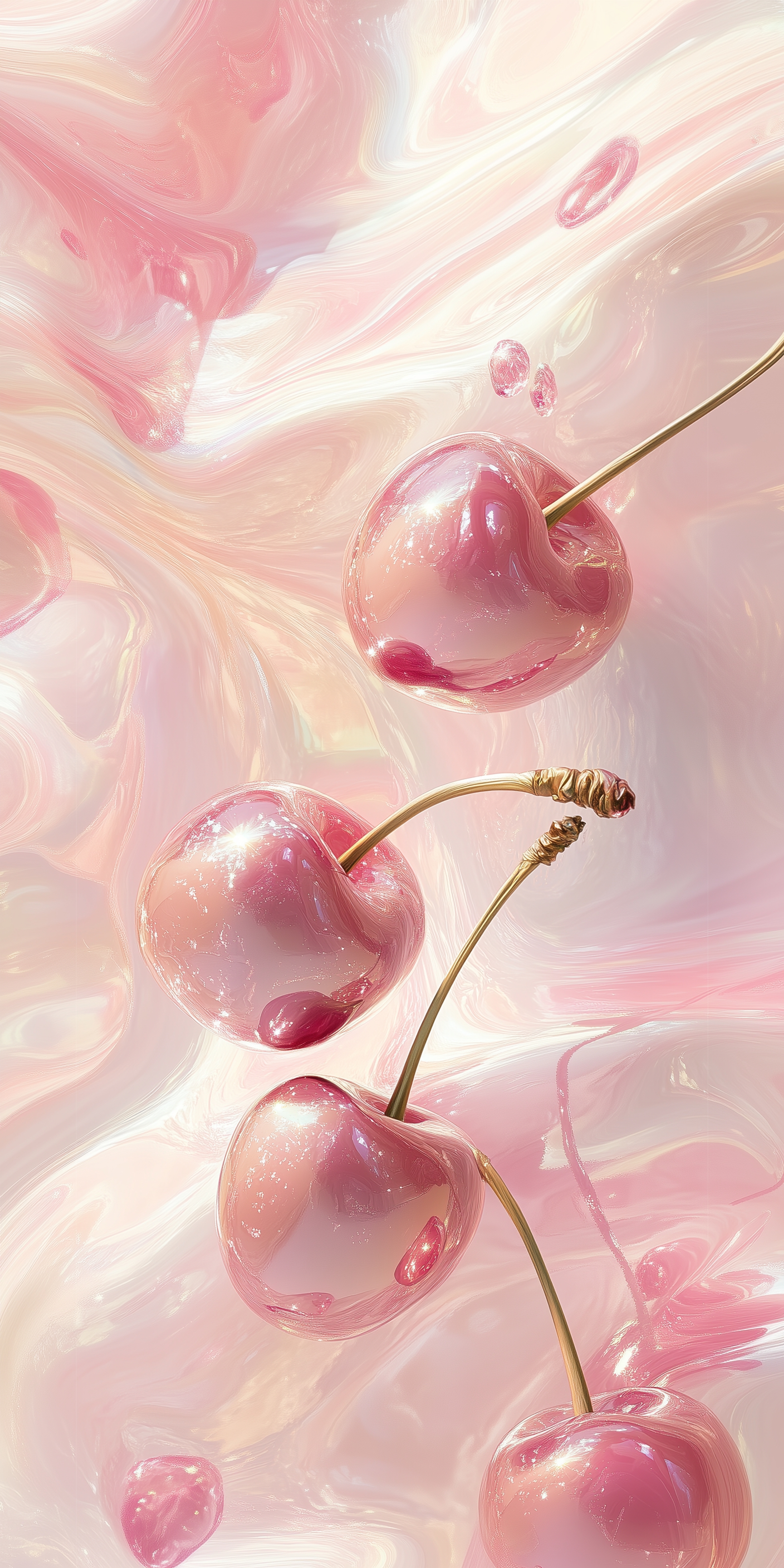 Shiny Pink Cherries Art 墙纸[7dc899011d7347a4a76f]