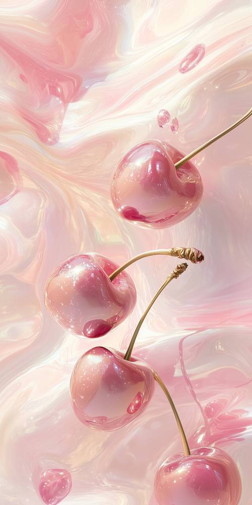 Arte di ciliegie rosa lucide