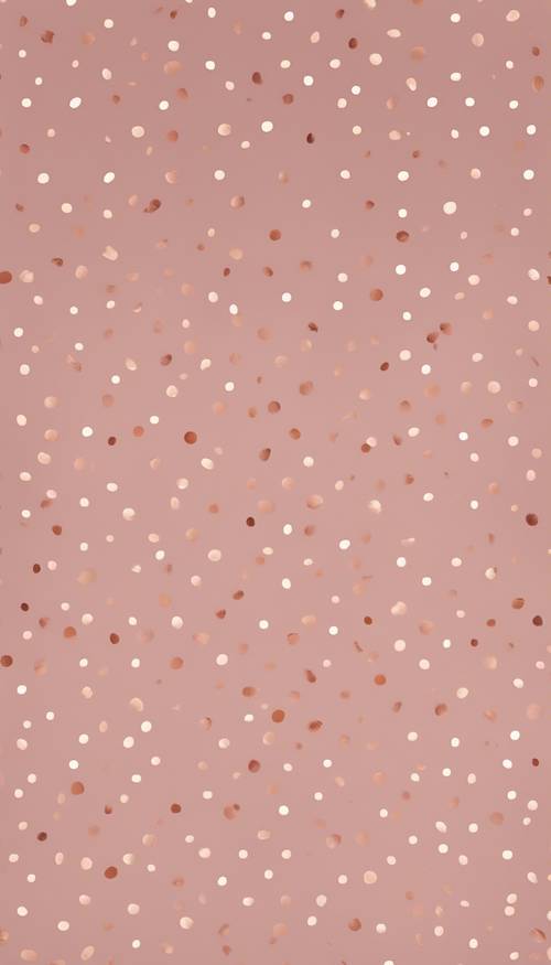 Шикарная бесшовная иллюстрация с точками в горошек из розового золота, искусно распределенными по пыльно-розовому холсту.