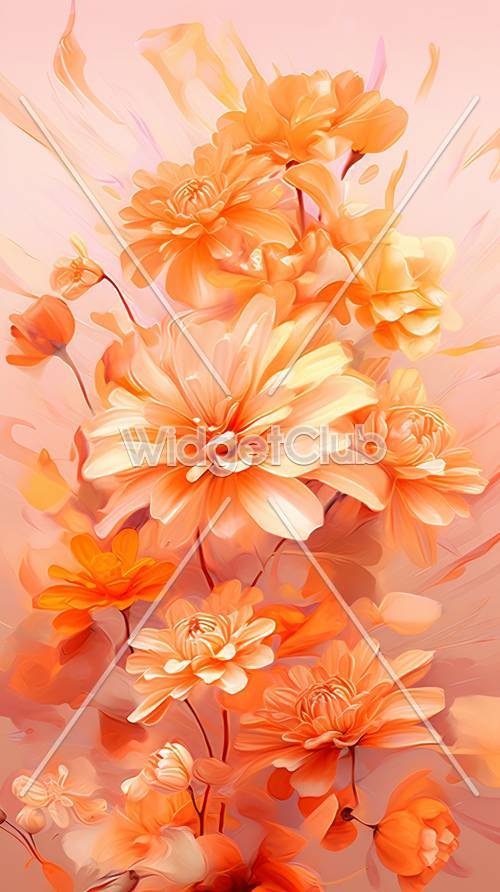 明るく美しいオレンジ色の花の壁紙