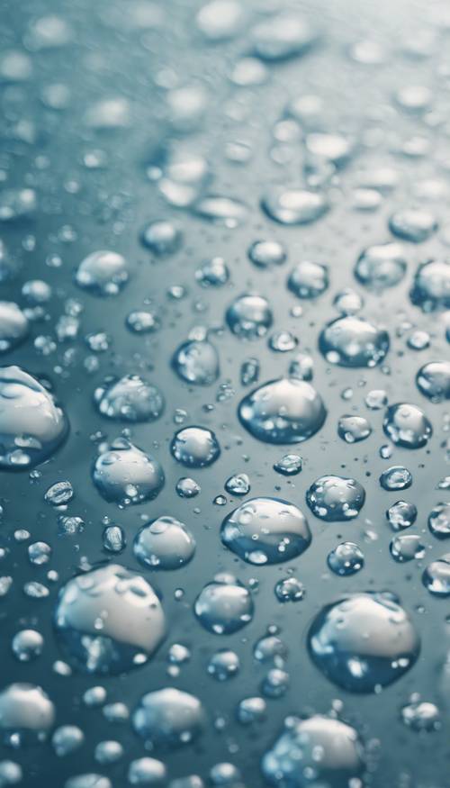 Gotas de lluvia simuladas que yuxtaponen acuarela blanca perla y azul océano.