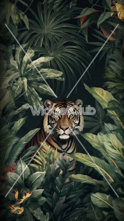 Cena de tigre na selva tropical
