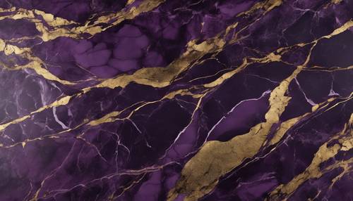 Marmer ungu tua dengan guratan emas tidak beraturan.
