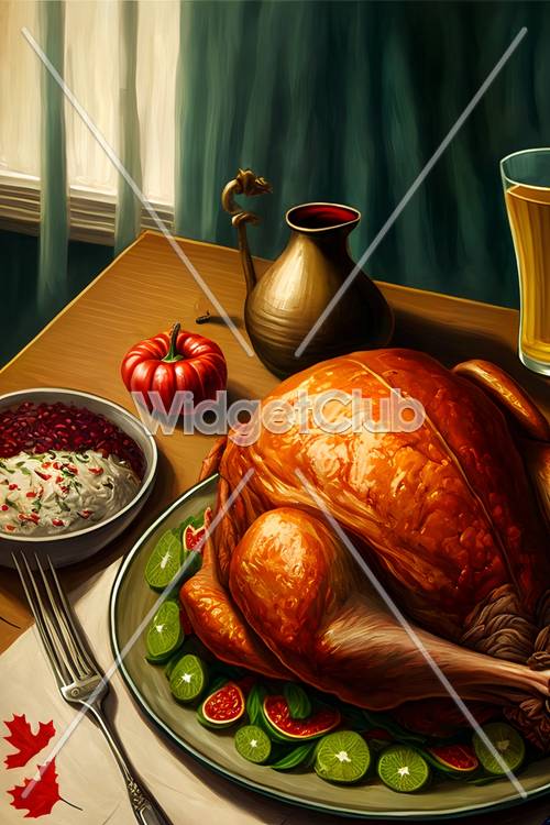 Holiday Feast with Turkey and Sides