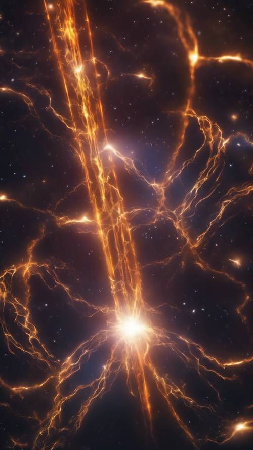 A far-off quasar emitting bright energy jets from its poles. Tapeta [6cc46c8ea7d44b2485c4]