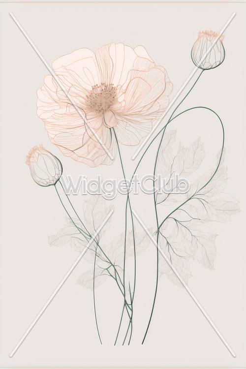Beautiful Floral Line Art for Your Screen