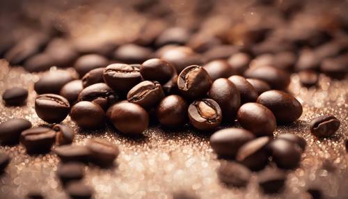 Italian espresso beans imagined in delicate, sparkling brown glitter.