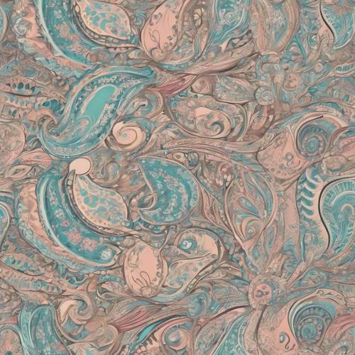 A unique, ornate pattern of pastel-colored paisley forms with an aesthetic touch. Tapeta [bcbb0f42448c4ddc8165]