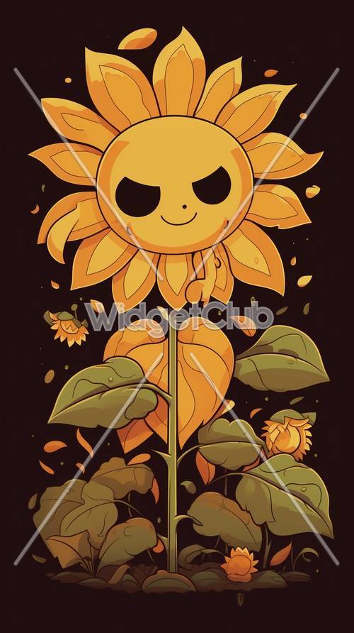 Smiling Sunflower Cartoon Art for Kids