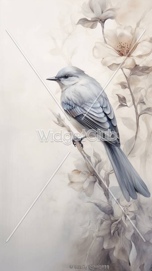 優雅な青い鳥が枝に止まっている 壁紙