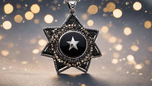 A black star-themed pendant, beautifully crafted and set with tiny diamonds. Divar kağızı [c12cf79e0e134c638645]
