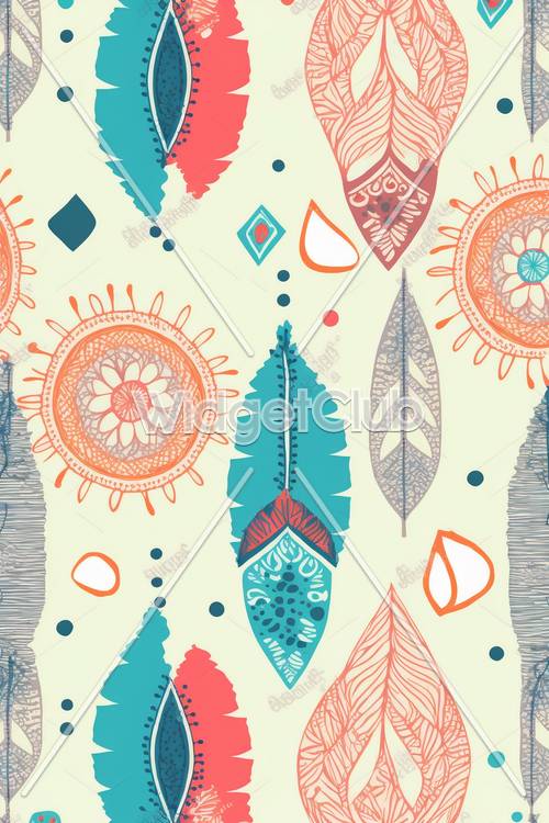 Colorful Feathers and Patterns Design