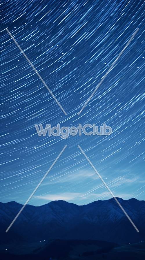 Starry Night Sky Over Mountains Tapet [98498df342064c00976e]