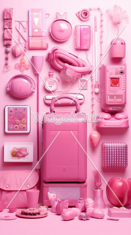 Pink Travel Essentials Collection ورق الجدران[401abf1b7453414886dc]