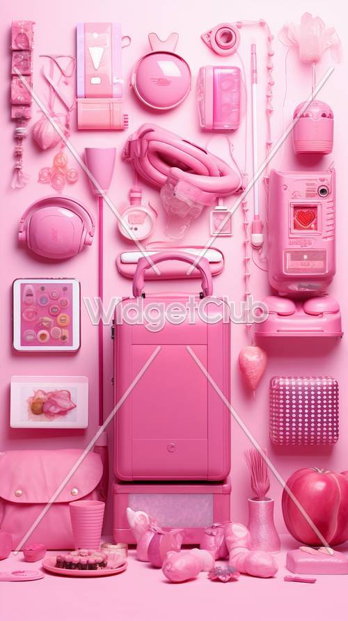ピンクの旅行必需品コレクション