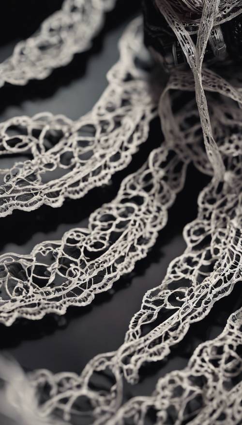 美丽地交织在一起的黑色蕾丝丝带。