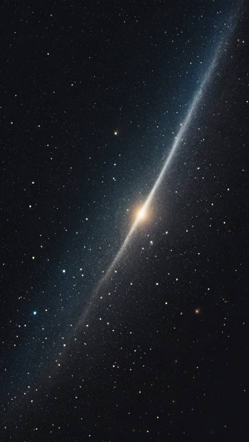 Une comète traversant le vide noir d’encre de l’espace.