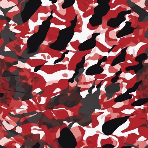 Interpretación artística de un patrón de camuflaje rojo y negro.