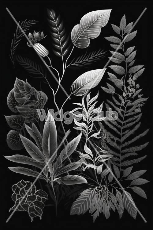 Ilustración de la naturaleza en blanco y negro