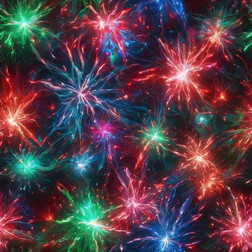 Une explosion marbrée harmonieuse de néons dans une gamme éblouissante de rouge, de bleu et de vert.