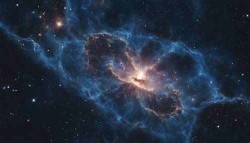 Une énigmatique nébuleuse bleu foncé au plus profond du cosmos. Fond d&#39;écran [17f57834d2d349aaac49]