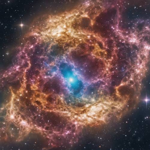銀河の抽象的な描写壁紙星が中心から放射する色鮮やかな光景