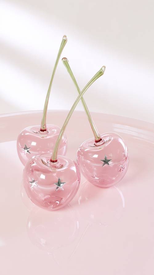 Desenho de Cerejas Rosa Brilhantes