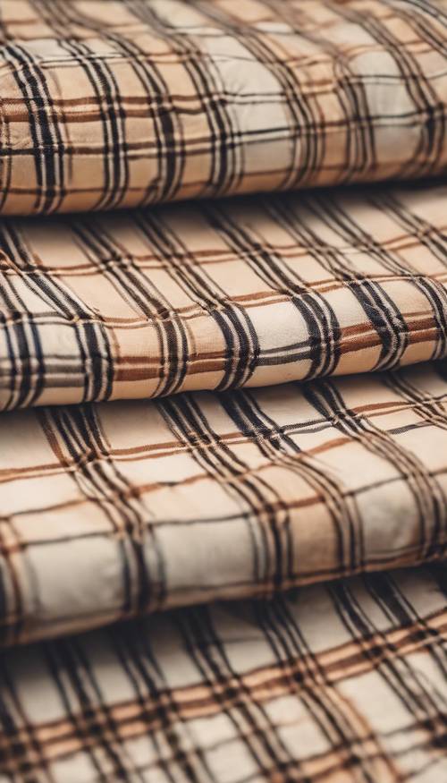 Vintage cream colored plaid pattern reminiscent of old school fashion style