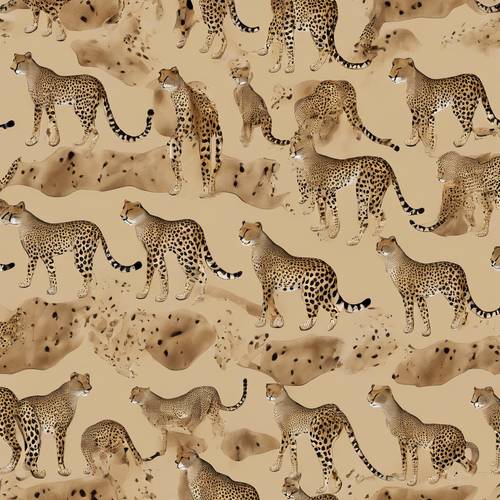 Seamless pattern of cheetah spots strewn across a background of tan, like a flowing cheetah skirt. Tapetai [702ee42404c848f19fd5]