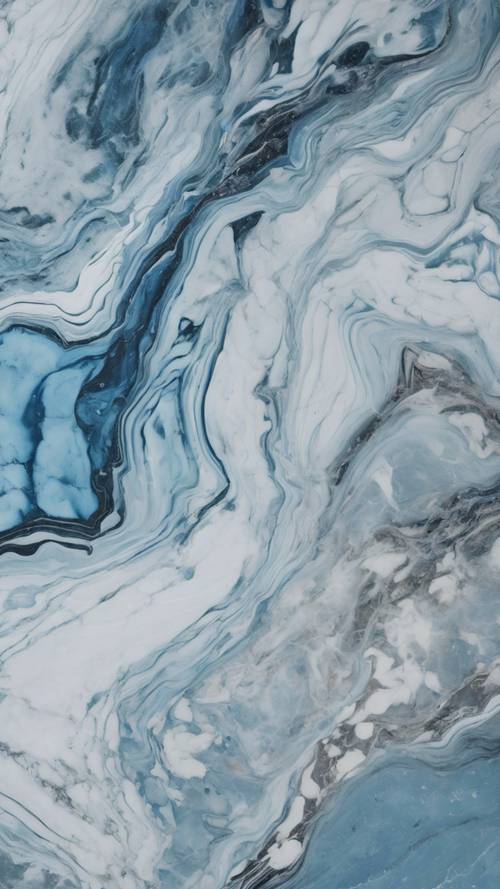 Une image saisissante d’un motif de marbre dans différentes nuances de bleu.