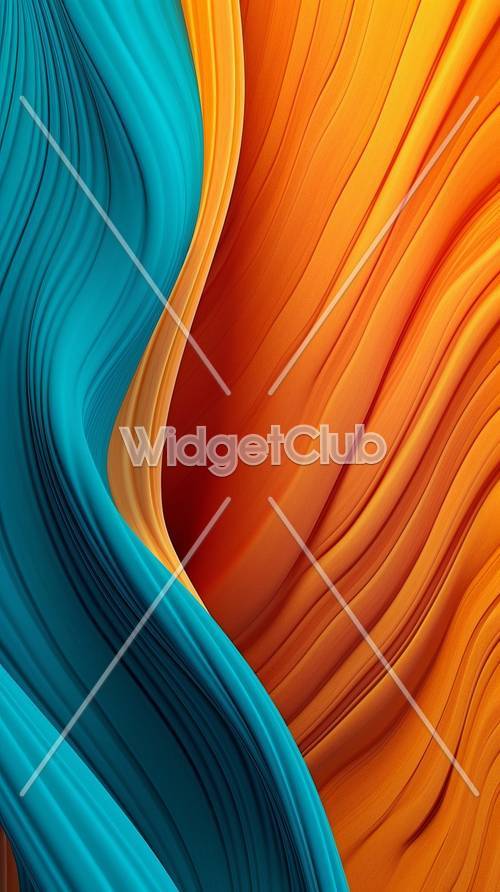 青とオレンジ色のカラフルな波