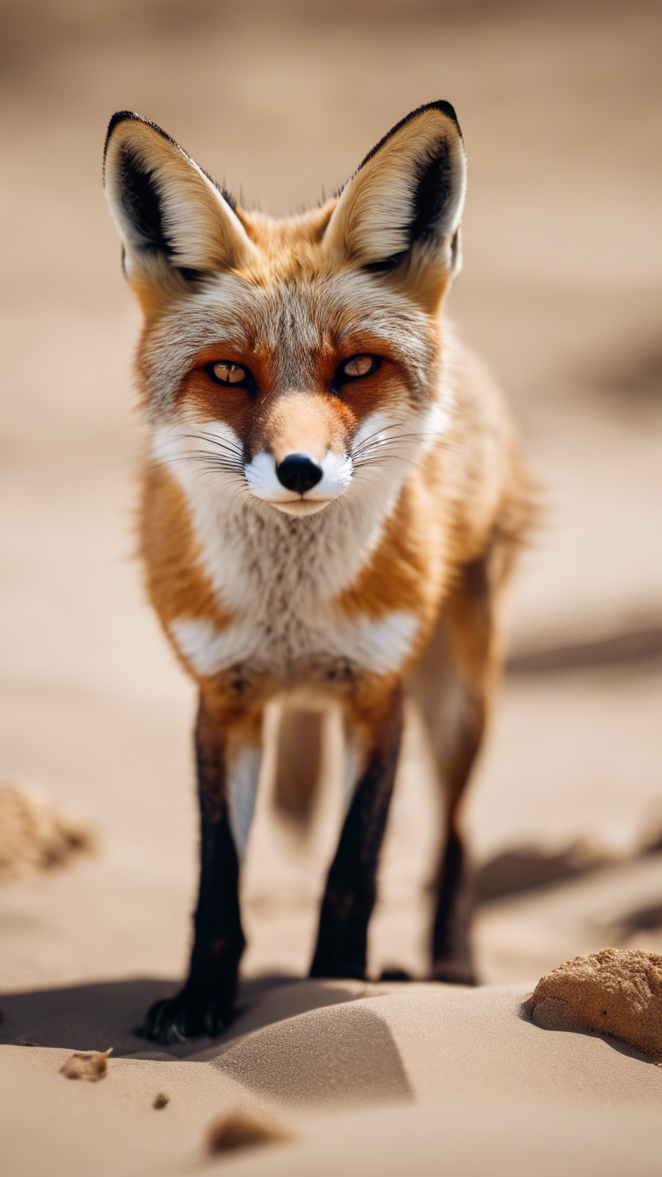 A lone desert fox in its natural habitat, roaming around amid the sand dunes. Hintergrund[17bb71b2b2bc40f18dca]