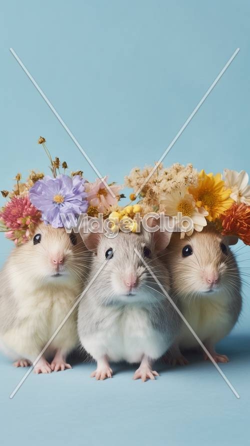 Cute Animals with Colorful Flowers壁紙[423b28cbcb754d3c8b38]