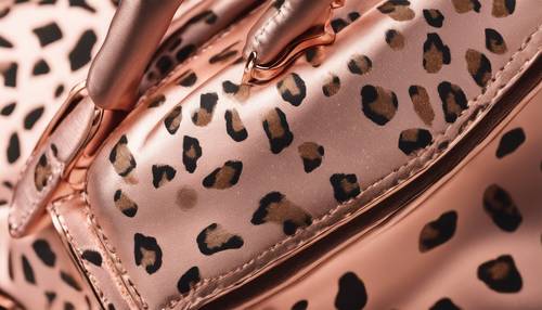 Detailed illustration of a rose gold leopard print used in a fashion accessory like a handbag.