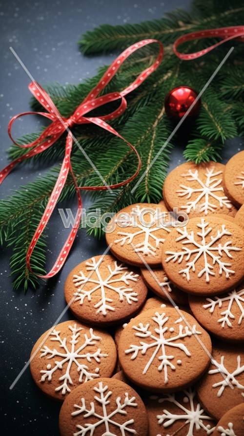 聖誕餅乾和松樹裝飾品