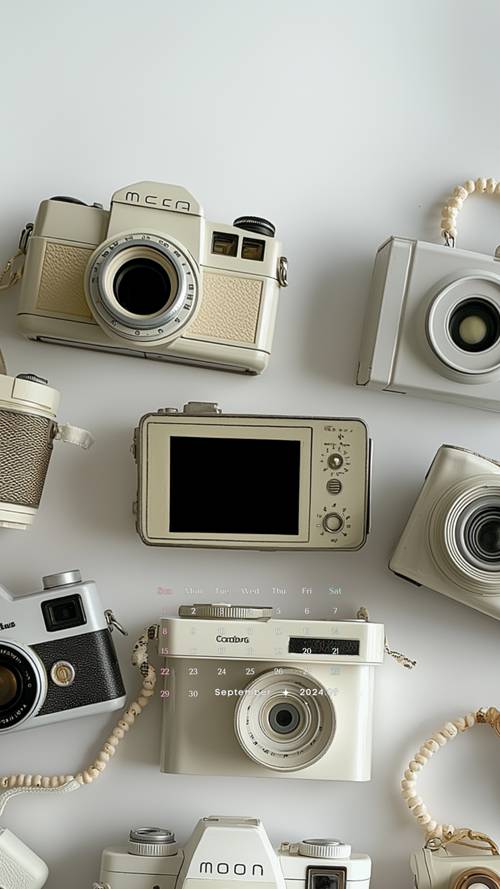 Vintage Cameras and Calendar Layout for Decorative Use Tapet [502969fb50f74eb9a828]