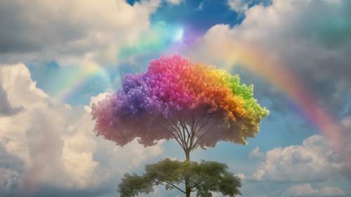 A rainbow painted across a spring sky garners 'Try to be a rainbow in someone's cloud'.