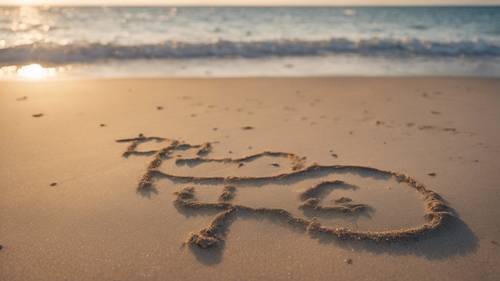 Motivational quote written softly in the sand at the edge of the sea during a peaceful dawn. کاغذ دیواری [95e67e1e84d640b8b862]