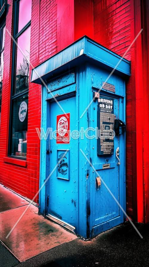 Puerta de calle azul y roja