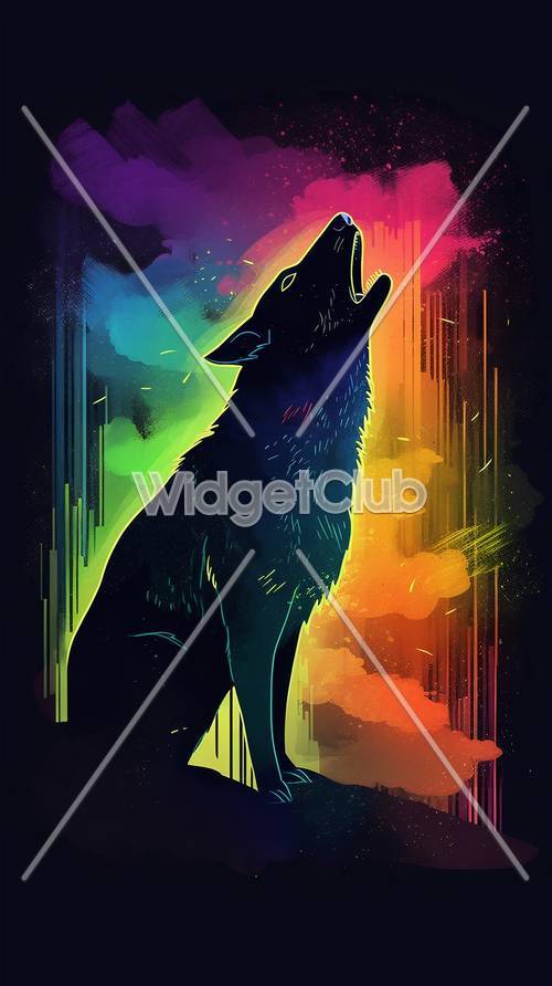 Colorful Howling Wolf Art