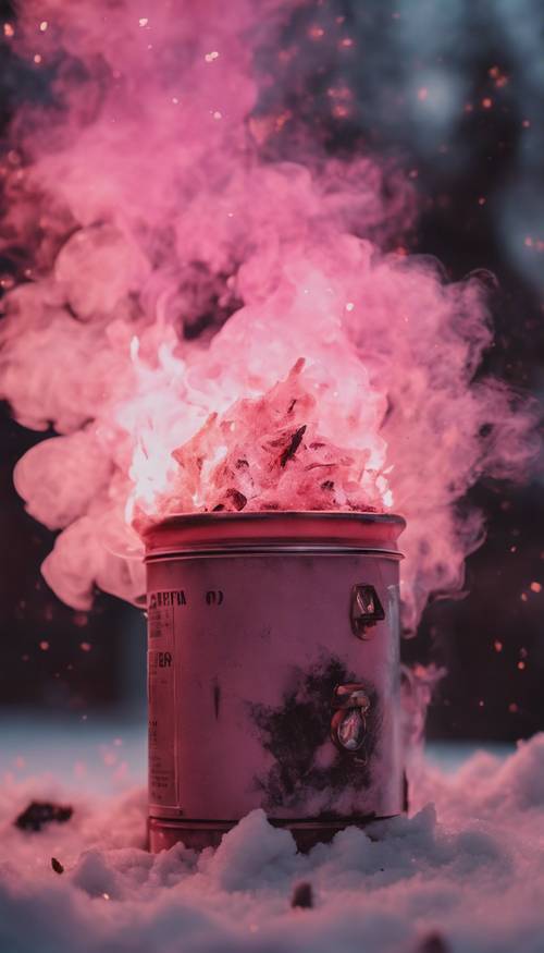 The ashes of a just-extinguished pink fire smouldering on a cold winter night. Тапет [f96134a3e35242f1b800]