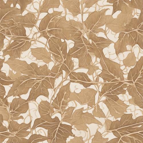 A leafy vine pattern forms delicate tan lacework. Tapeta [2f460f75e3fe44e5ae8a]