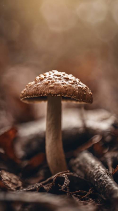 牛肝菌的詳細插圖，其蘑菇蓋為棕色，質地發黴。