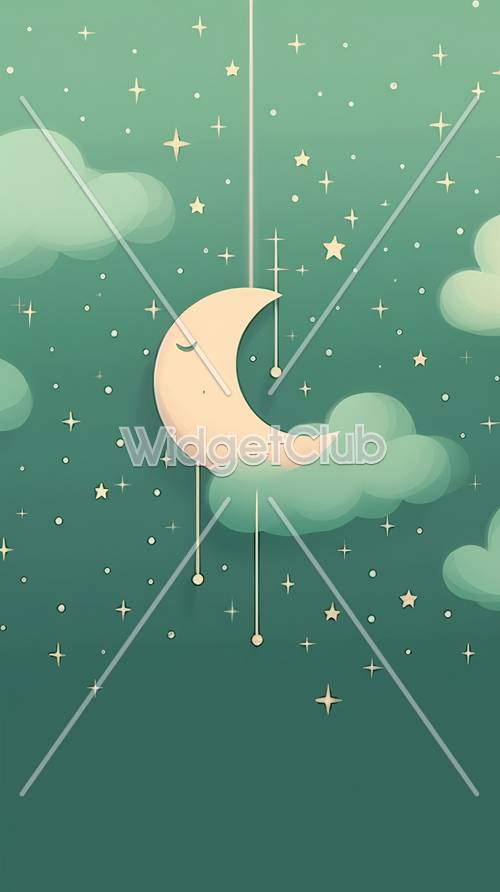 眠そうな月とキラキラ星