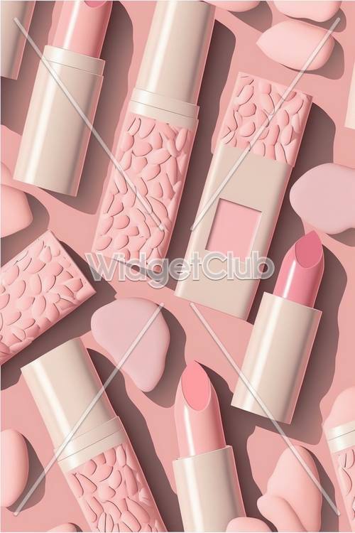 Produtos de maquiagem bem rosa em um fundo suave