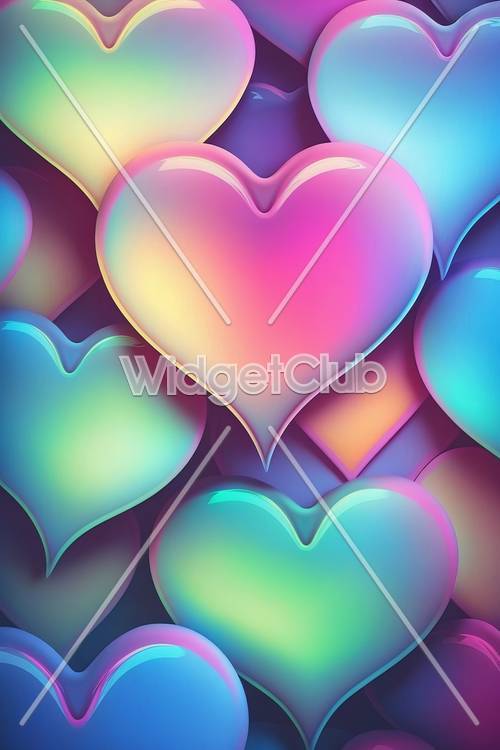 Colorful Hearts in Shades of Pink and Blue